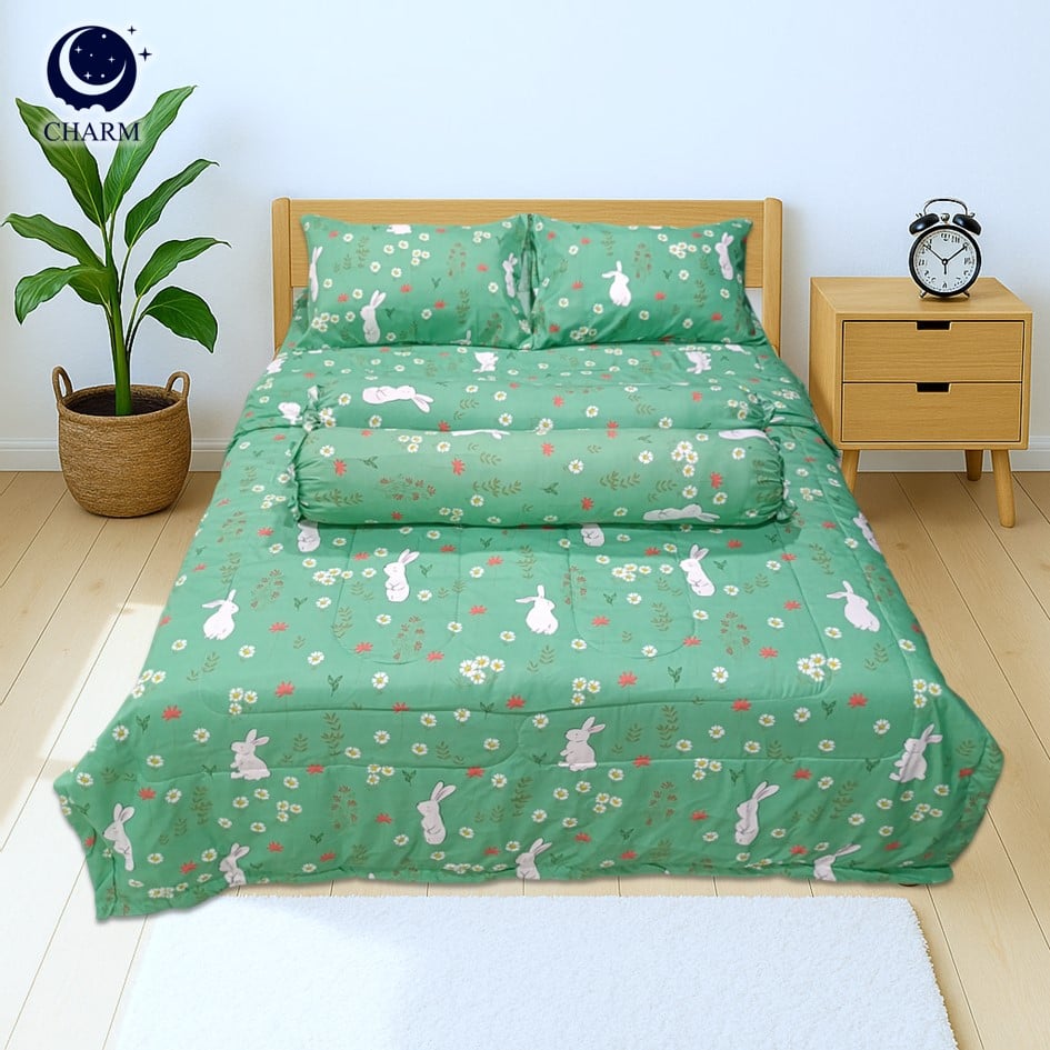 CHARM ชุดผ้าปูที่นอน + ผ้านวม 5 ฟุต 6 ชิ้น ลาย COZY RABBIT คอลเลคชั่น DREAMY_2